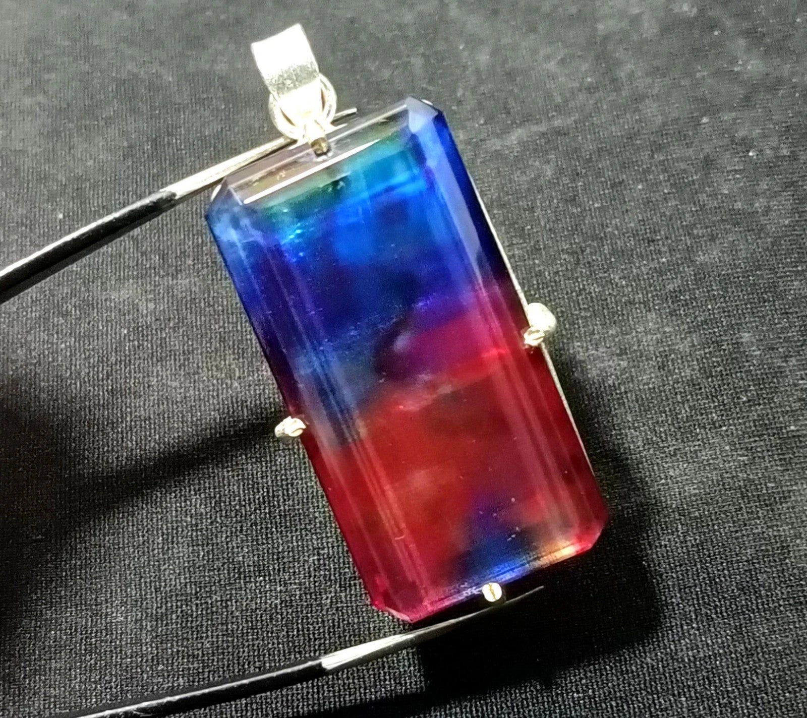 Certified 76.75 Ct Natural Ammolite Doublet Solid Silver Pendant Loose Gemstone