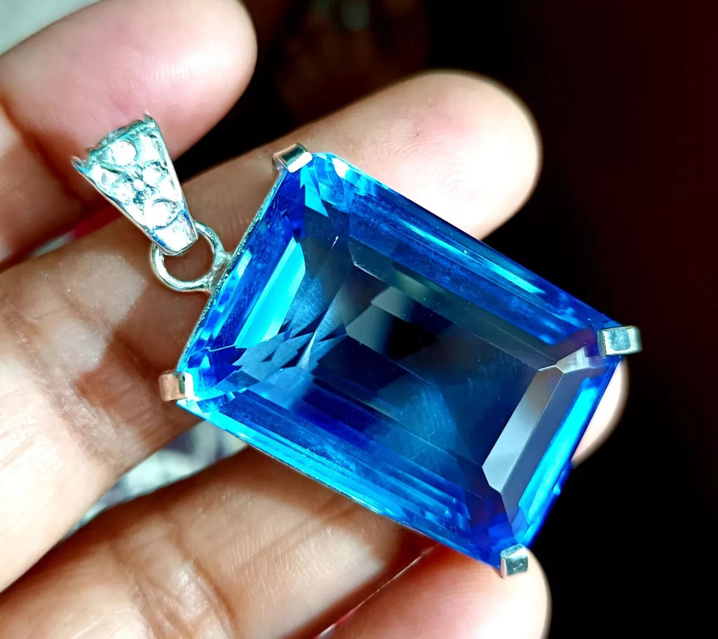 89.05 Ct Certified Natural Topaz 925 Solid Silver Emerald Pendant Loose Gemstone