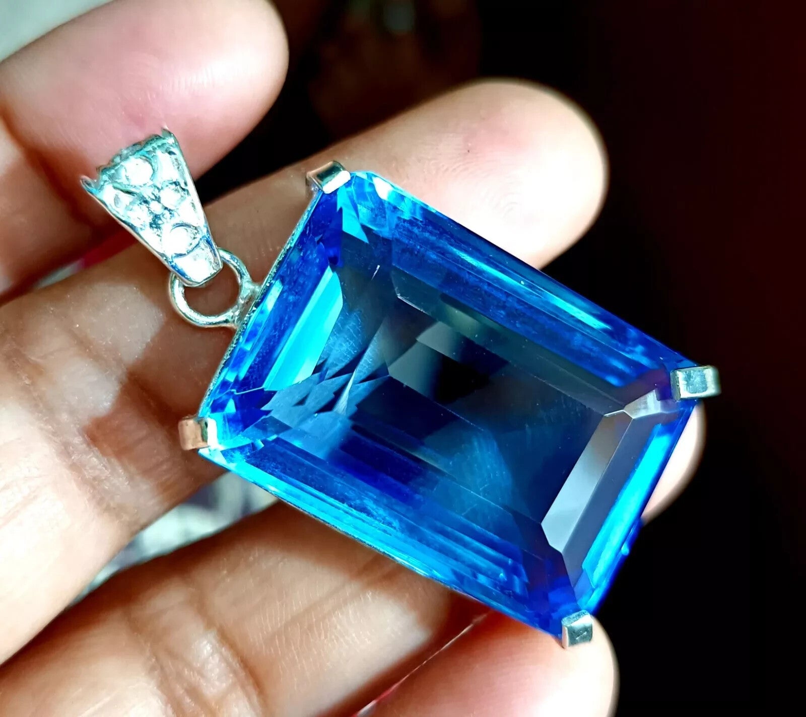 89.05 Ct Certified Natural Topaz 925 Solid Silver Emerald Pendant Loose Gemstone