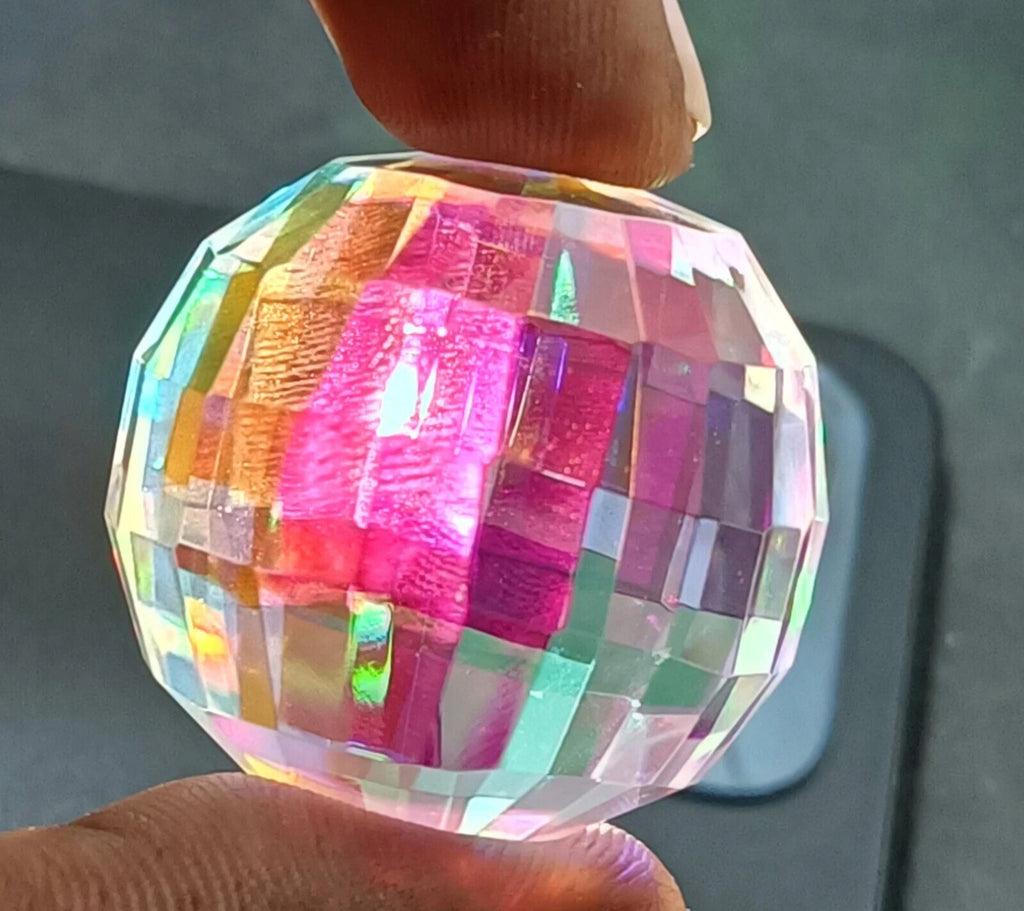 246.40 Ct+ Top Natural Rainbow Mystic Topaz Ball Shape Brilliant Loose Gemstone
