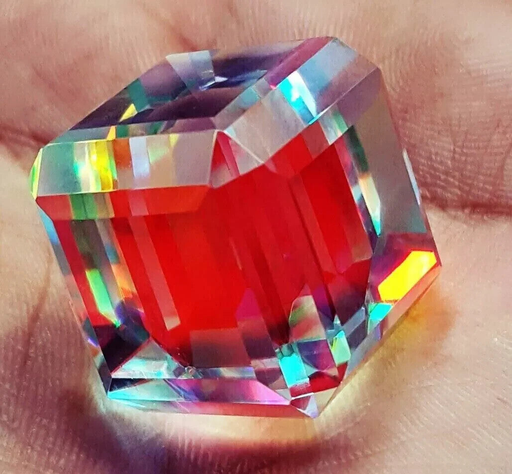 EGL Certified 165 Ct Natural Cube Cut Rainbow Color Mystic Quartz Loose Gemstone