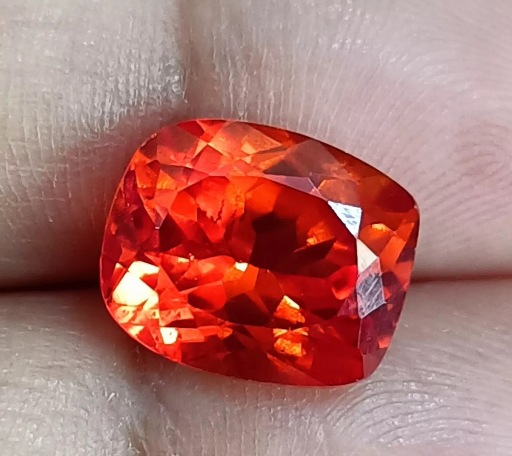 Flawless Natural Ceylon Orange Sapphire Cushion Cut 8.00 Ct Loose A++ GEMSTONE