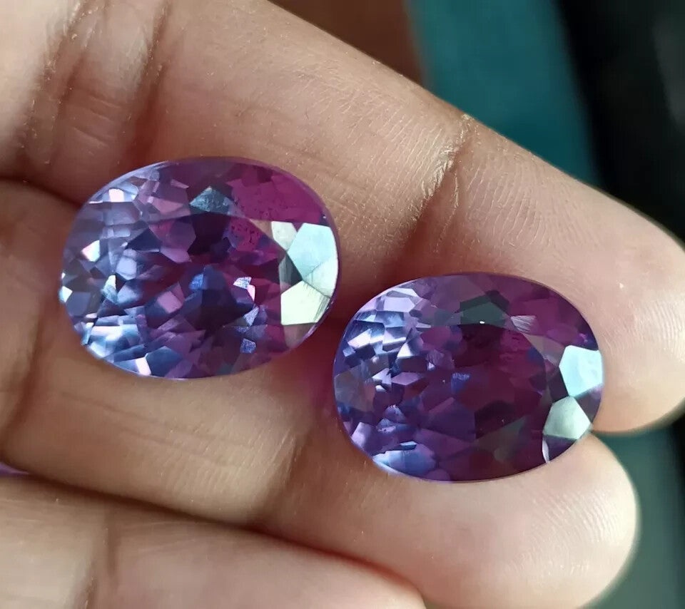 Natural 32 EGL Certified Alexandrite Color Change OVAL Cut Loose Gemstone 2 PCS