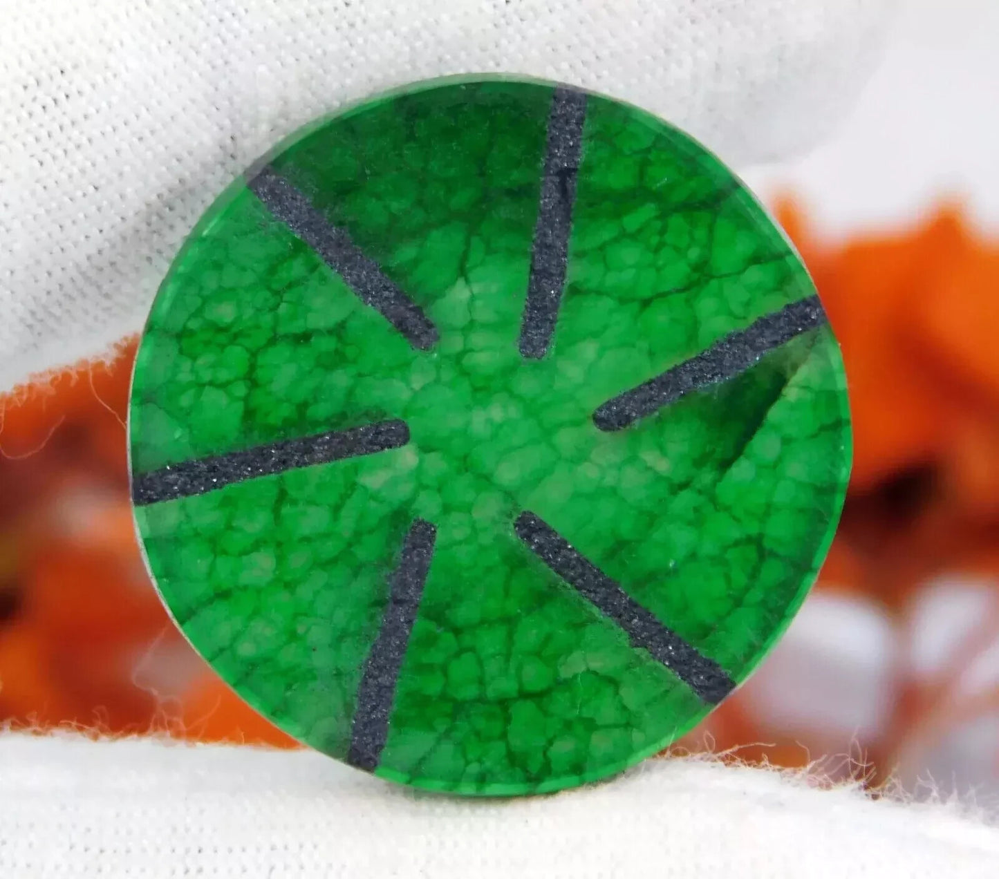 Rare 40.15 Ct Natural Colombian Trapiche Green Beryl Round Certified Gemstone