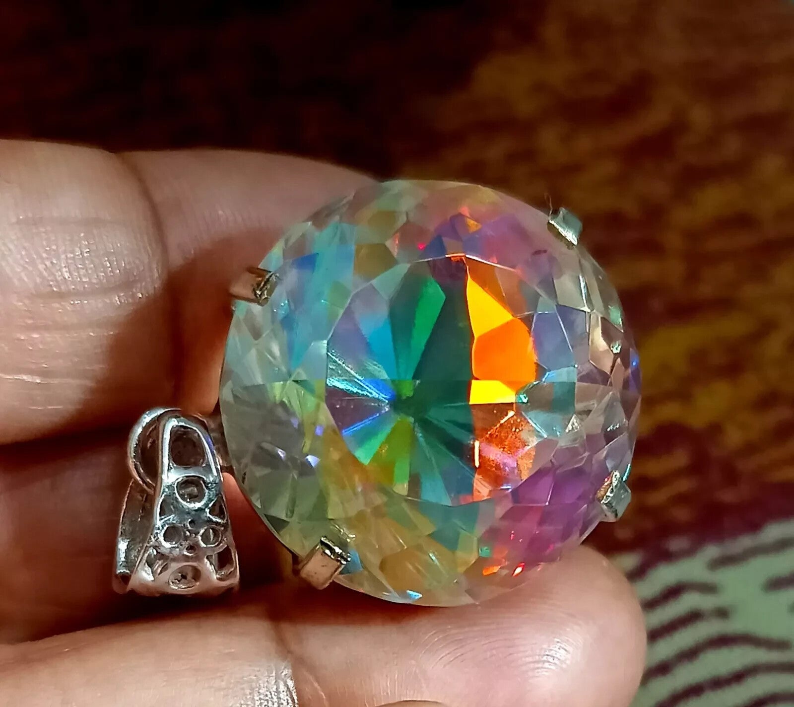 85.20 Ct EGL Certified Natural Mystic 925 Solid Silver Pendant Loose Gemstone