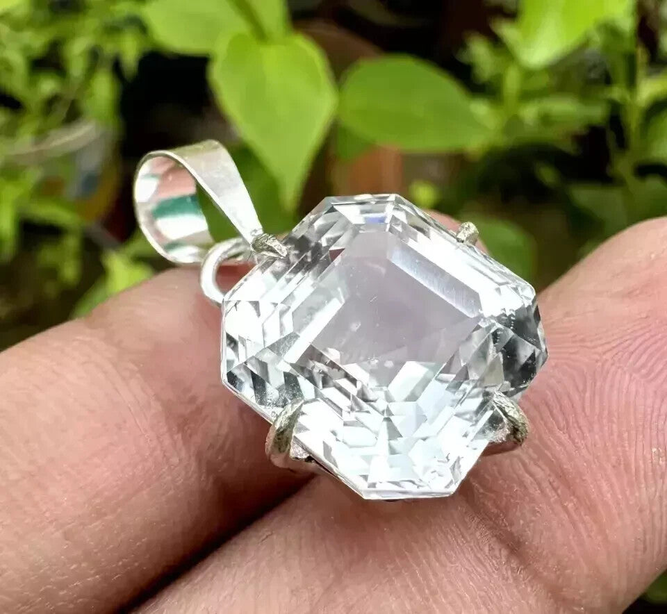 Natural 25 Ct Certified White Sapphire Loose Gemstone 925 Silver Pendant