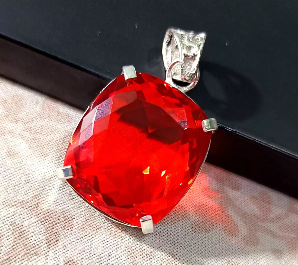 Certified Natural 55.70Ct Brazilian Red Cushion Cut Topaz Pendant Loose Gemstone