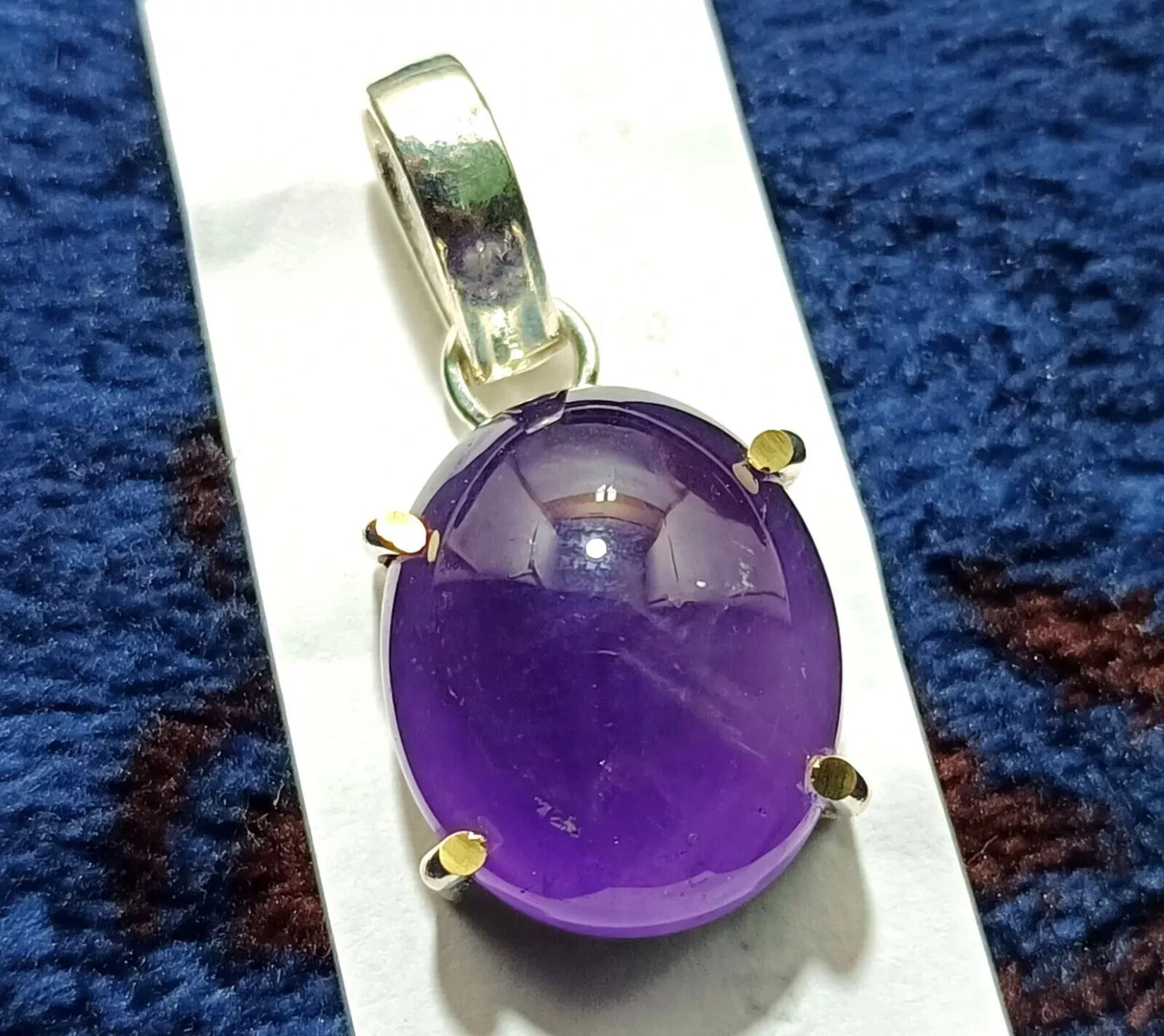 Oval Cabochon Natural Purple Amethyst 29.70 Ct Sterling Silver Flawless Pendant