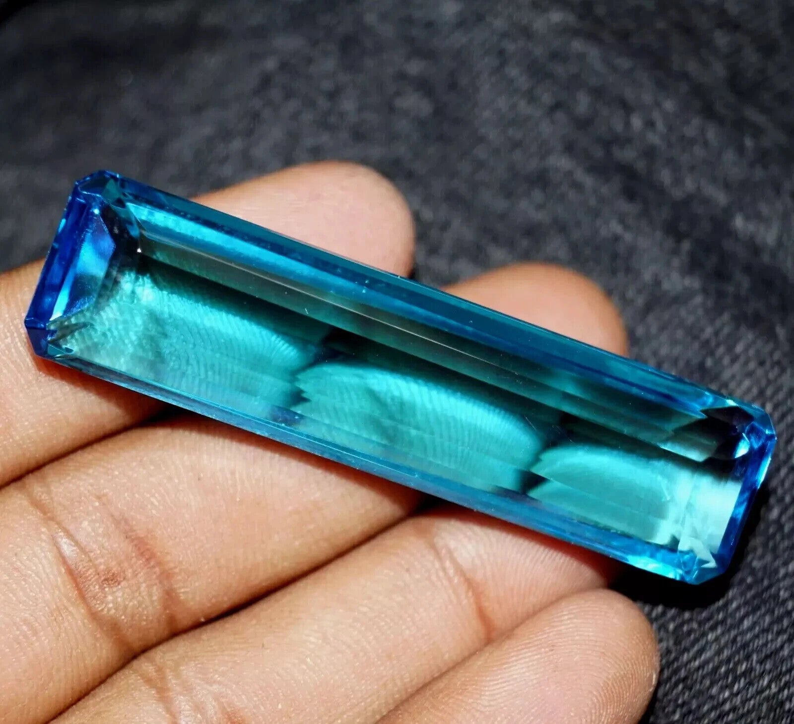 Certified Natural Brazilian 92 Ct Sky Blue Emerald Cut Topaz Loose Gemstone