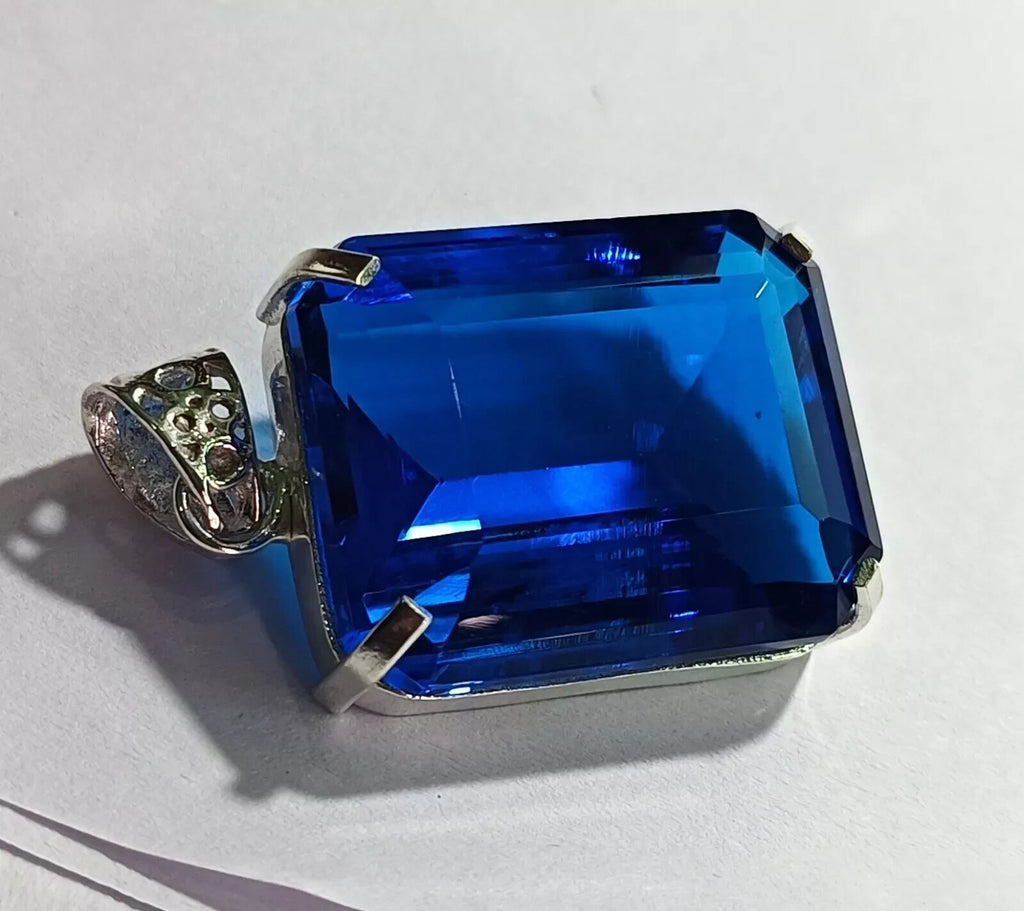 103.10Ct Certified Natural Topaz 925 Solid Silver Emerald Pendant Loose Gemstone