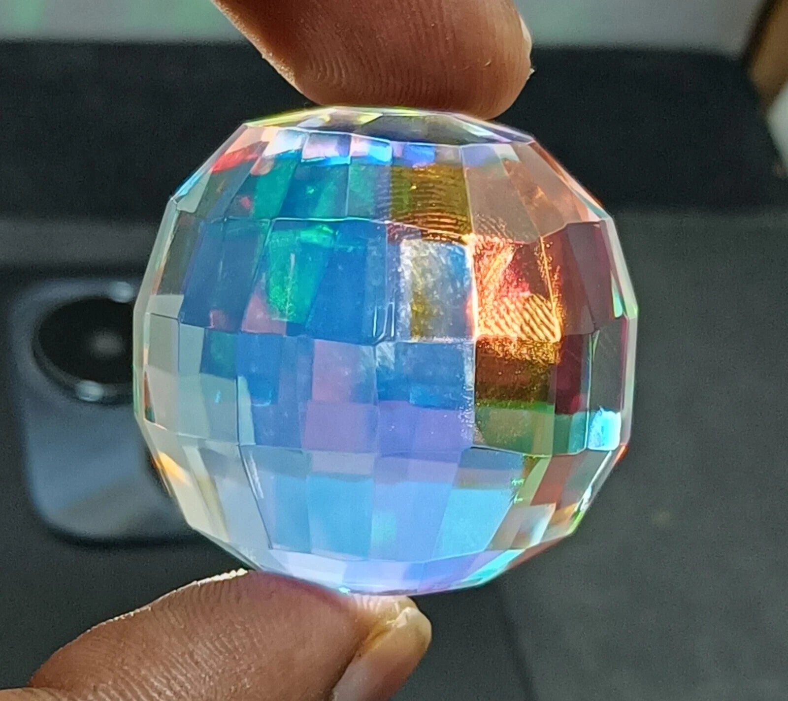 246.40 Ct+ Top Natural Rainbow Mystic Topaz Ball Shape Brilliant Loose Gemstone