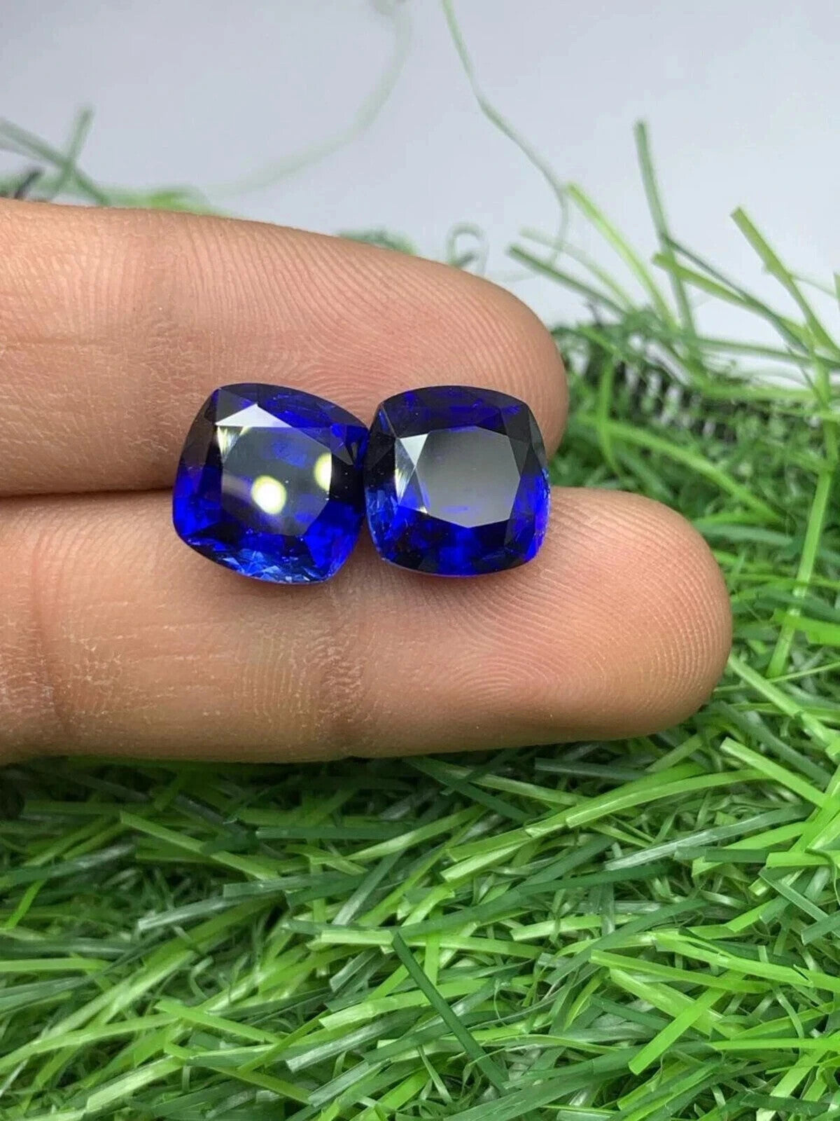 19.50 Ct (2 Pcs) Cushion Cut Natural Certified Blue Sapphire Loose Gemstone