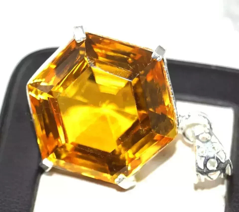 75 Ct Certified Natural Hexagon Topaz 925 Solid Silver Pendant Loose Gemstone