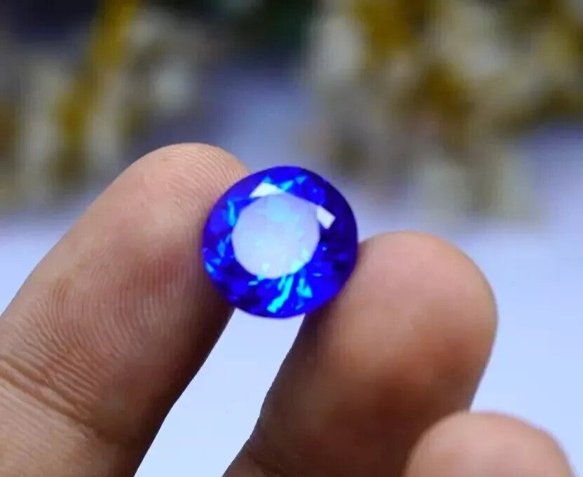 10.5 Ct Natural Ceylon Blue Sapphire Round Cut CERTIFIED Loose GEMSTONE