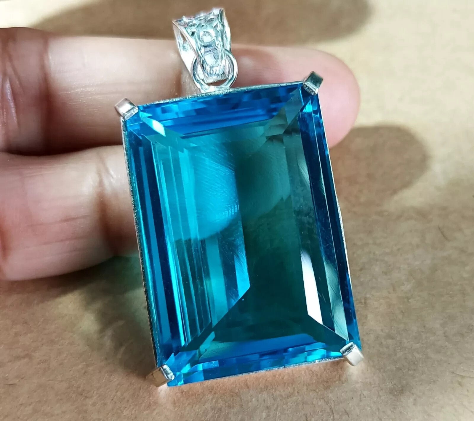 108.50 Ct EGL Certified Natural Topaz 925 Solid Silver Pendant Loose Gemstone