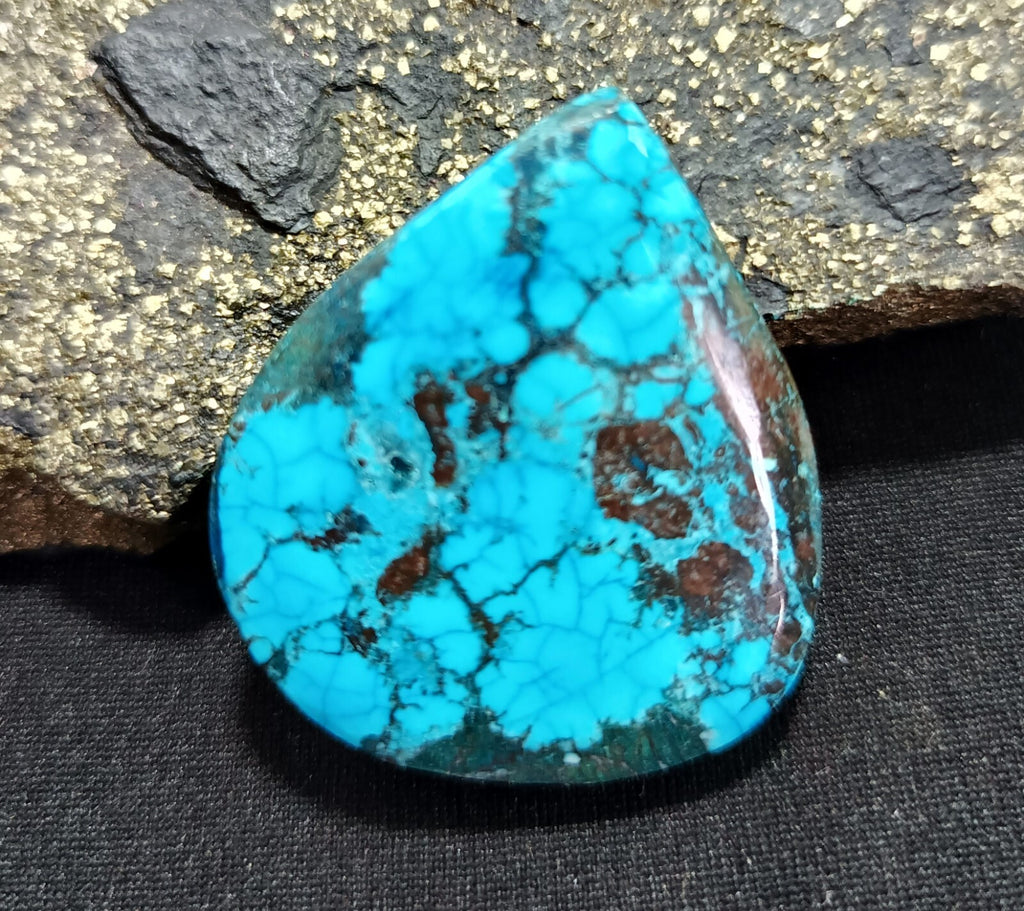 57.15 Ct Natural Turquoise Arizona blue Pear Cut Loose Gemstone With Free Gift