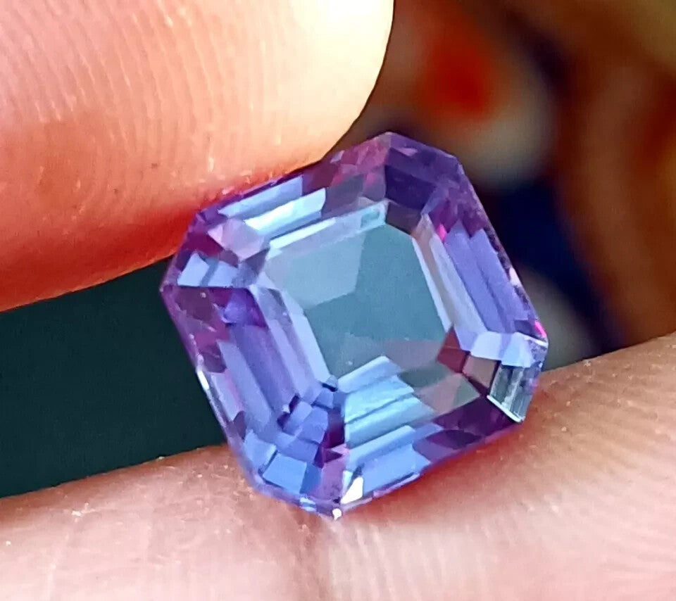 A+ Asscher Cut NATURAL Ceylon Bi-Color Change Sapphire Loose GEMSTONE 7.5 Ct
