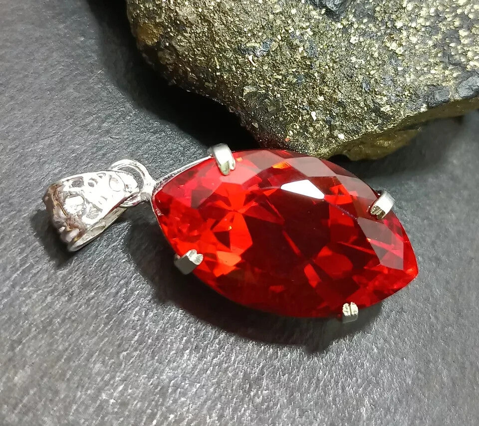 Certified Natural 65.00 Ct Brazilian Red Marquise Topaz Pendant For LOVE ONES