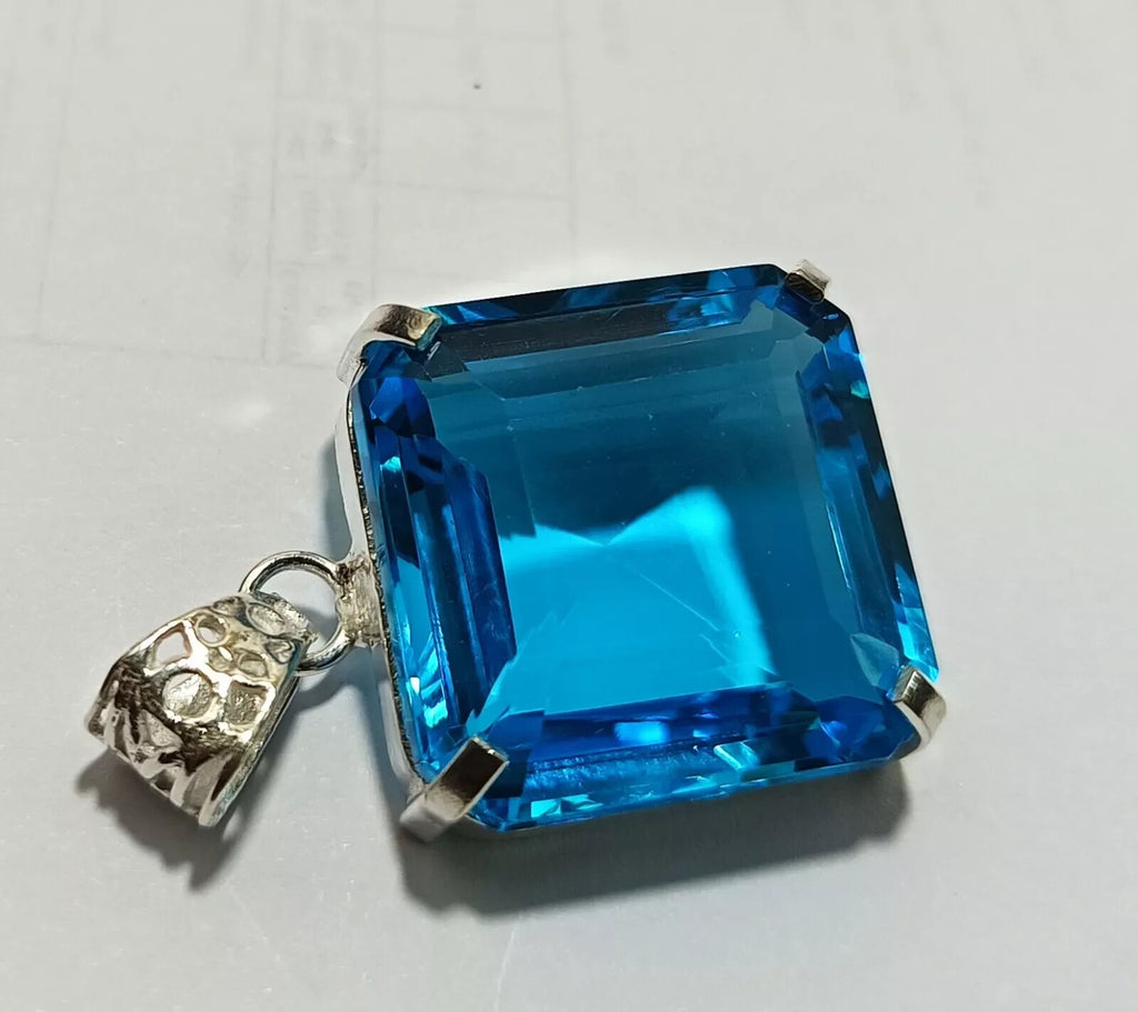 Certified Natural 69.80 Ct Brazilian Asscher Blue Topaz Pendant Loose Gemstone