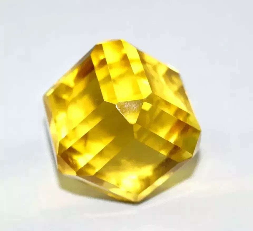 25 Ct+ Natural Flawless Yellow Sapphire EGL Certified Cube Cut Loose Gemstone