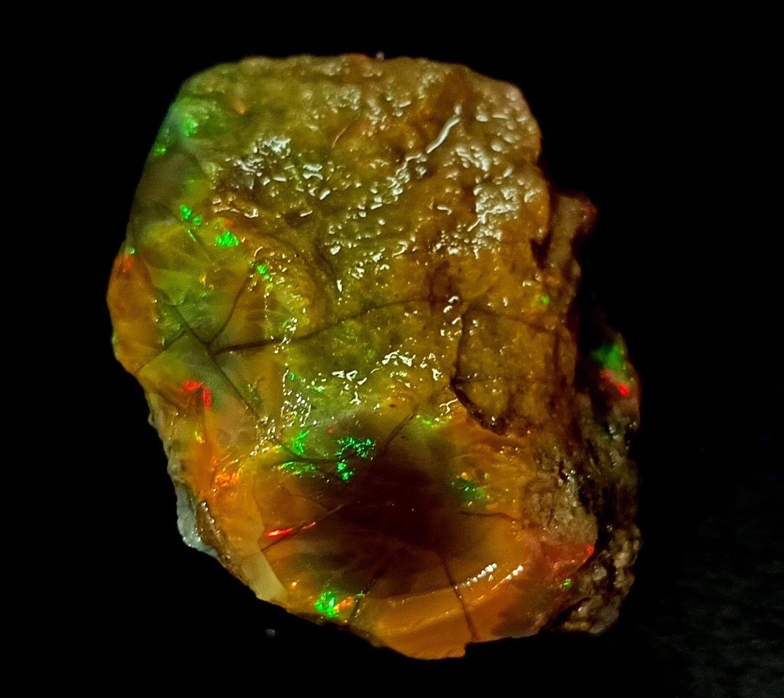 A++Play of Color 114.75Ct Natural Ethiopian Black Opal Welo Rough LOOSE GEMSTONE