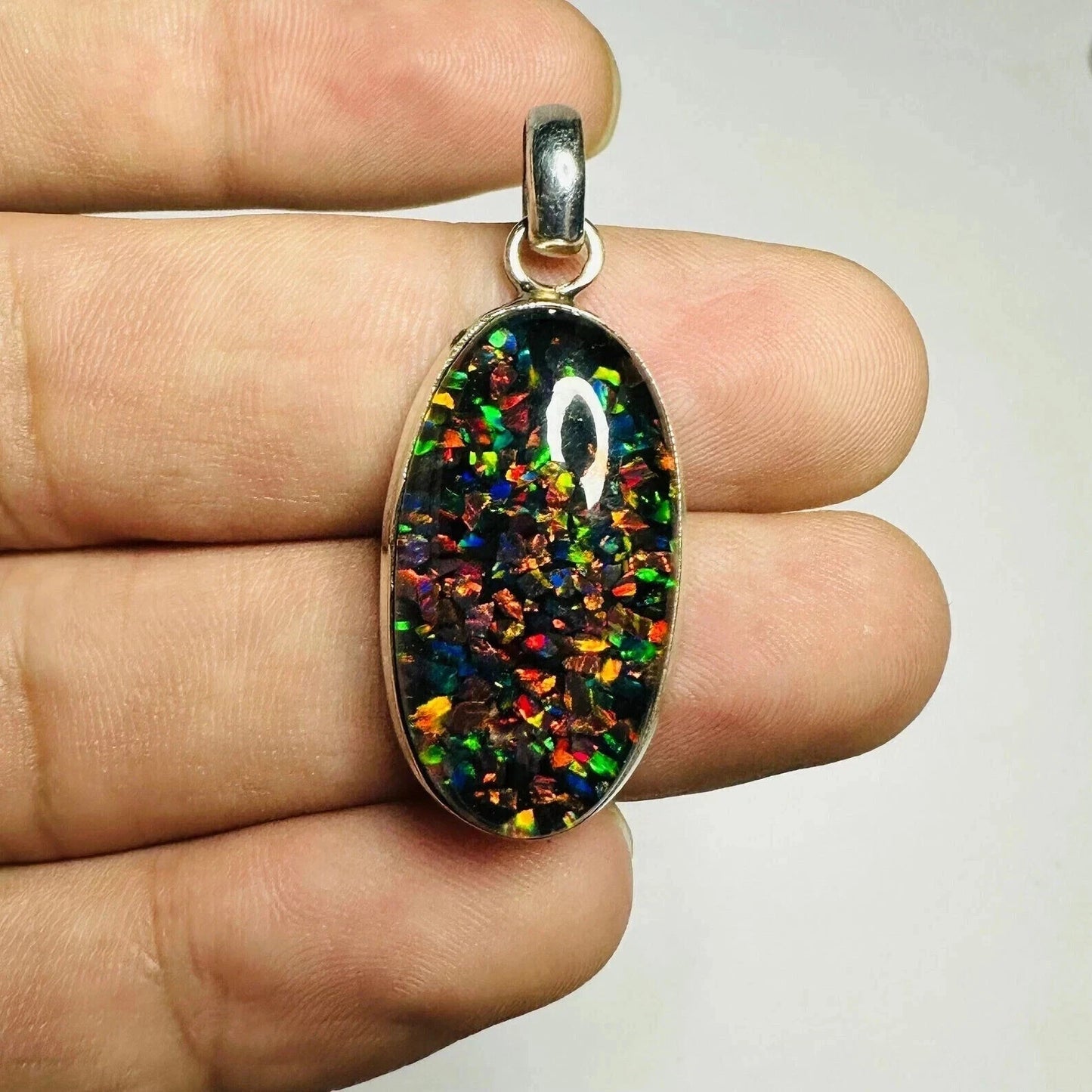 Sterling Silver Triplet Pear Opal Gemstone Handmade Pendant Jewelry 15.45 Ct