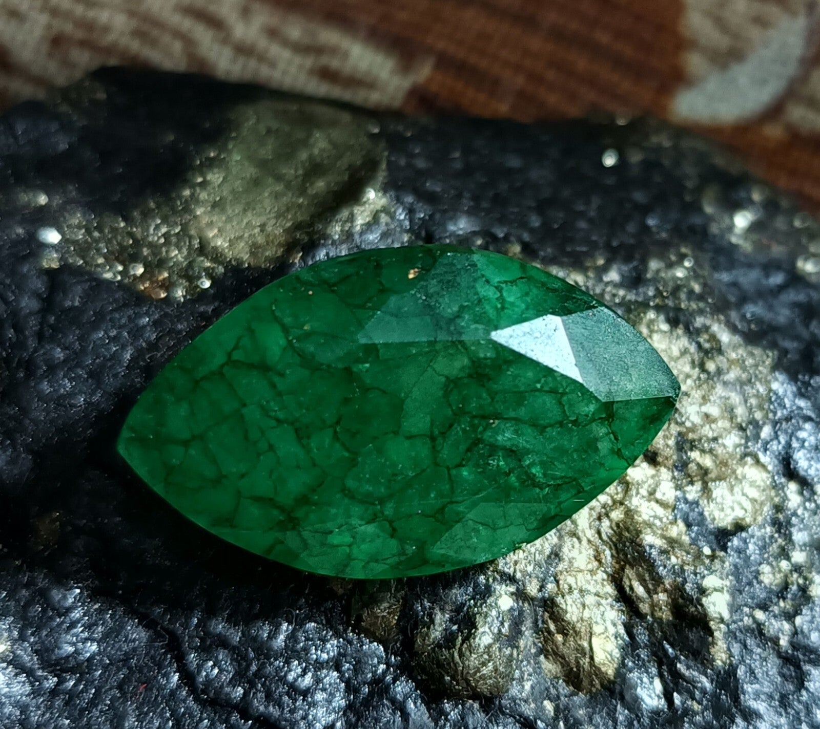 Flawless Natural 13.40 Ct Green Emerald Certified Marquise Facet Loose Gemstone