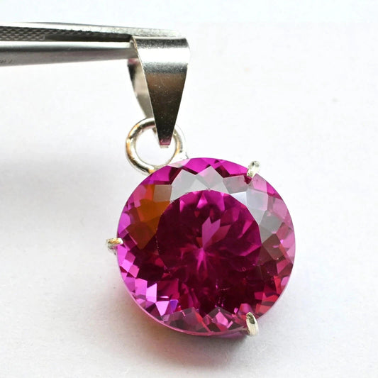 Natural Certified Pink Sapphire 34 Ct Loose Gemstone 925 Silver Pendant