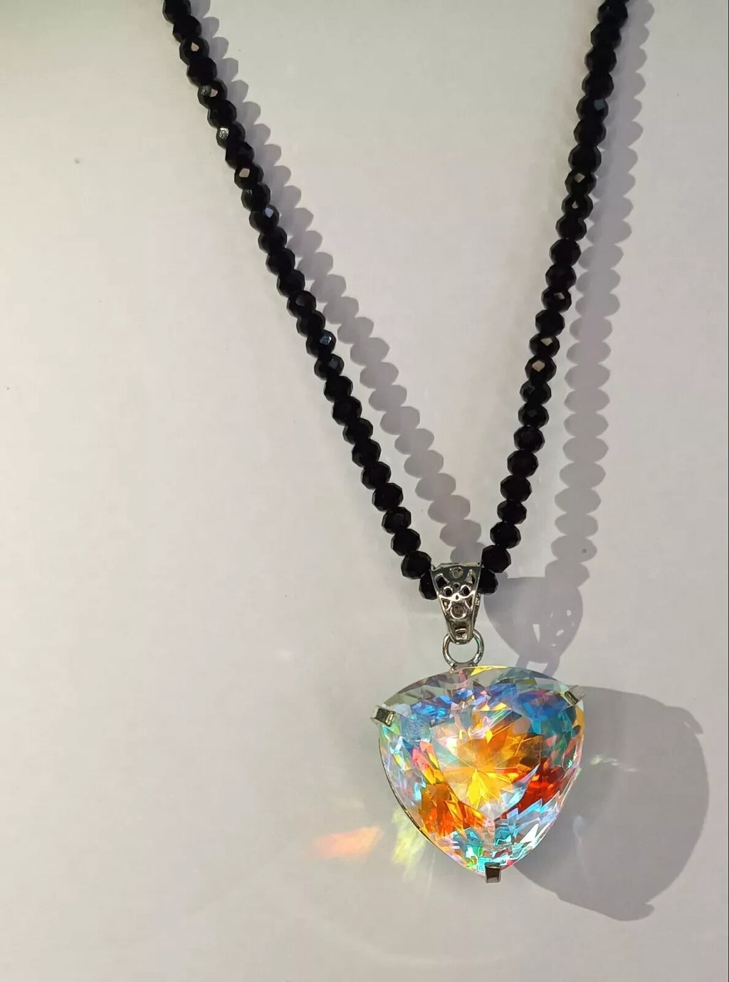 90.60 Ct+ Mystic Topaz Trillion Cut Sterling Silver Rainbow Pendant Gemstone