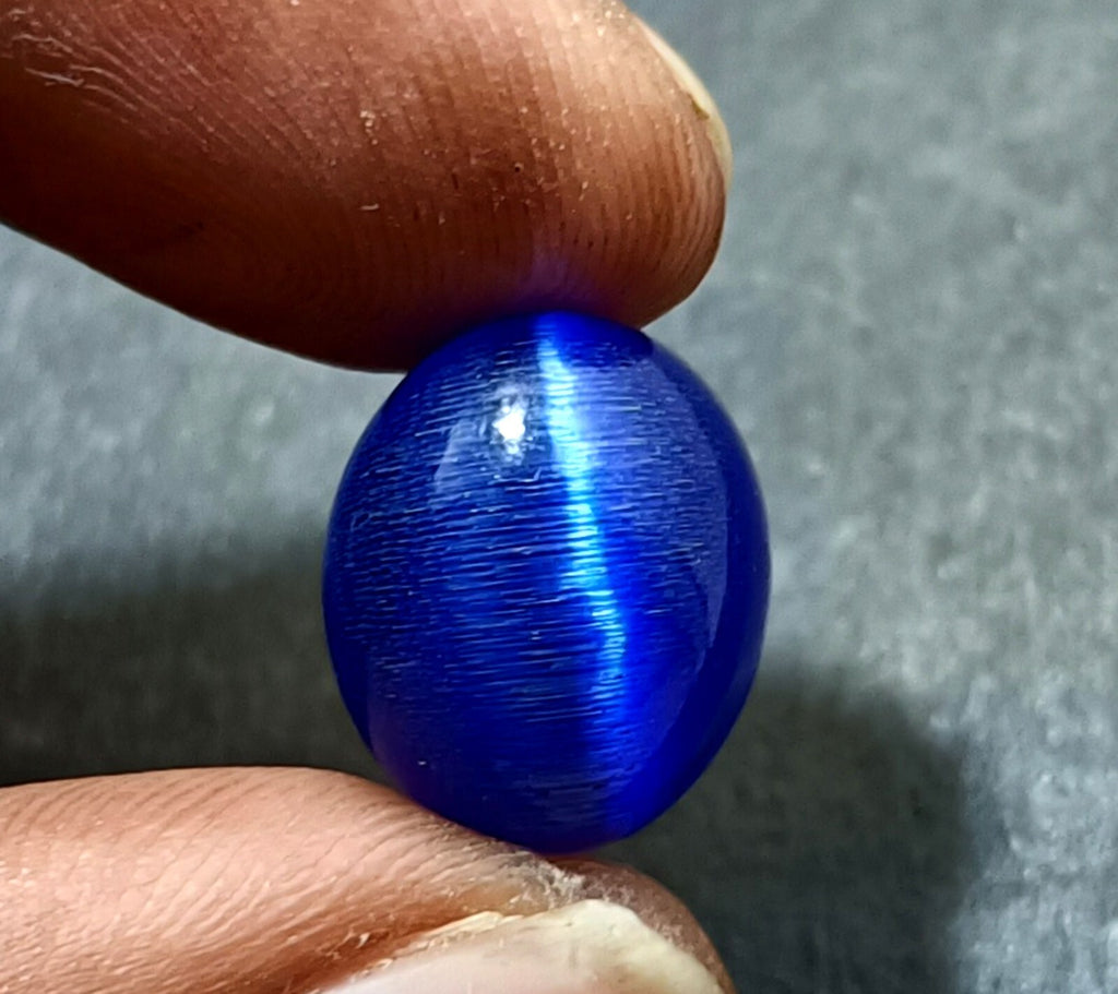 10.20 Ct NATURAL BRAZILIAN Blue Cat Eye Cabochon Cut Loose Certified GEMSTONE