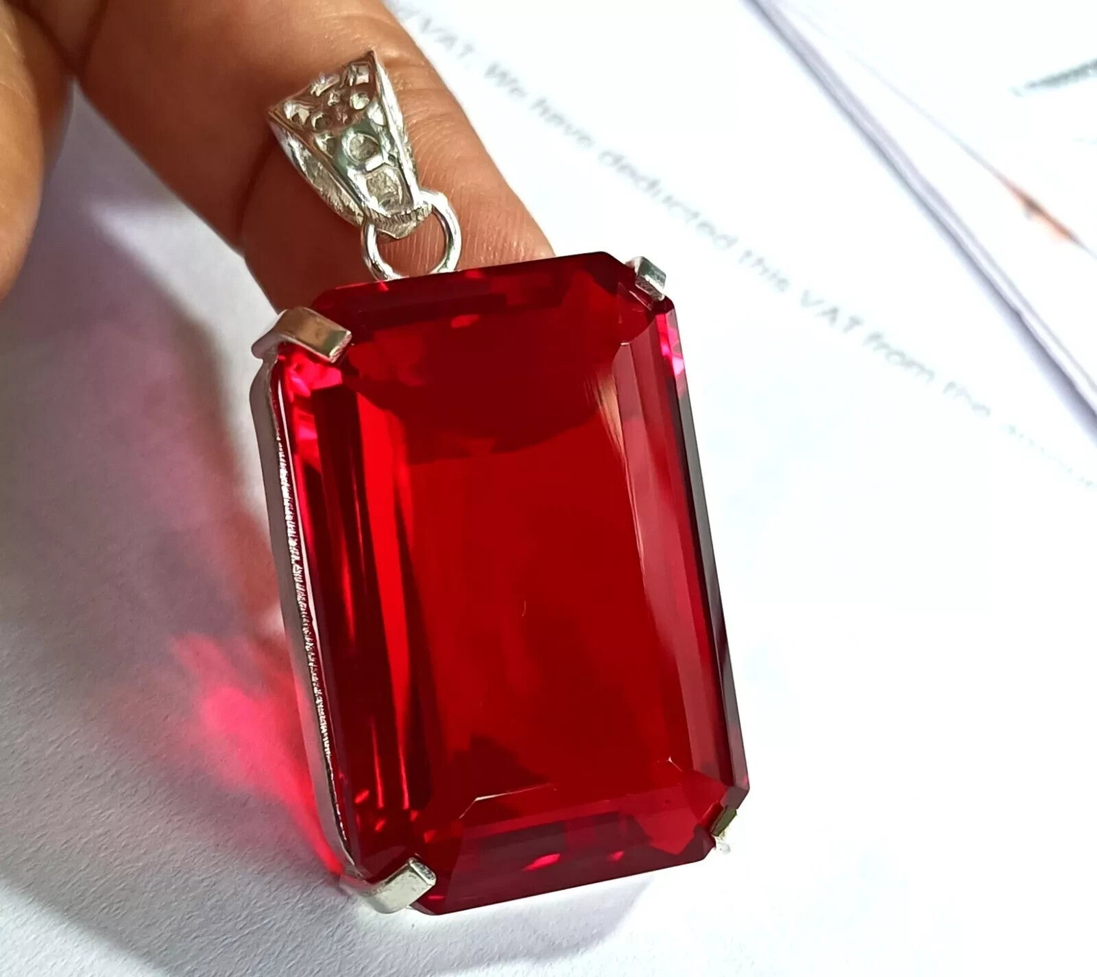 95.50Ct Certified Natural Topaz 925 Solid Silver Emerald Pendant Loose Gemstone