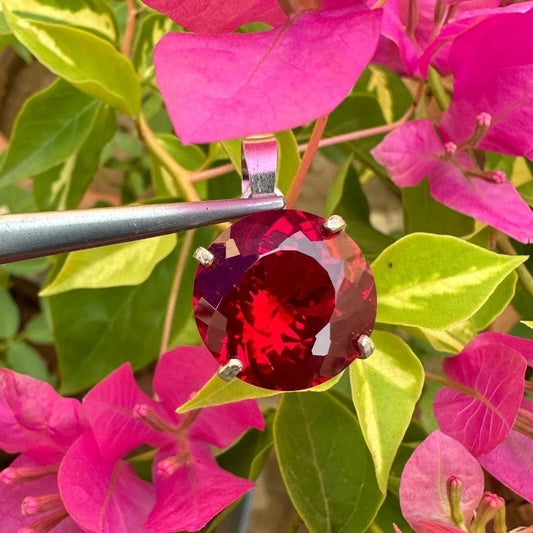 Natural Certified 23 Ct Red Ruby Gemstone Pendant In Solid 925 Sterling Silver