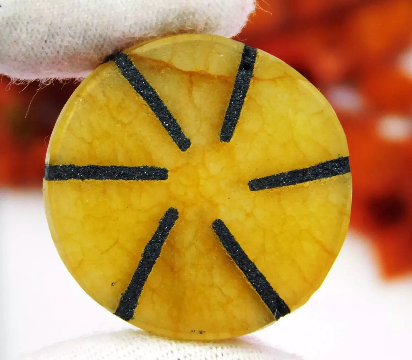 Rare 54.05 Ct Natural Trapiche Yellow Sapphire Round Loose Gemstone Africa