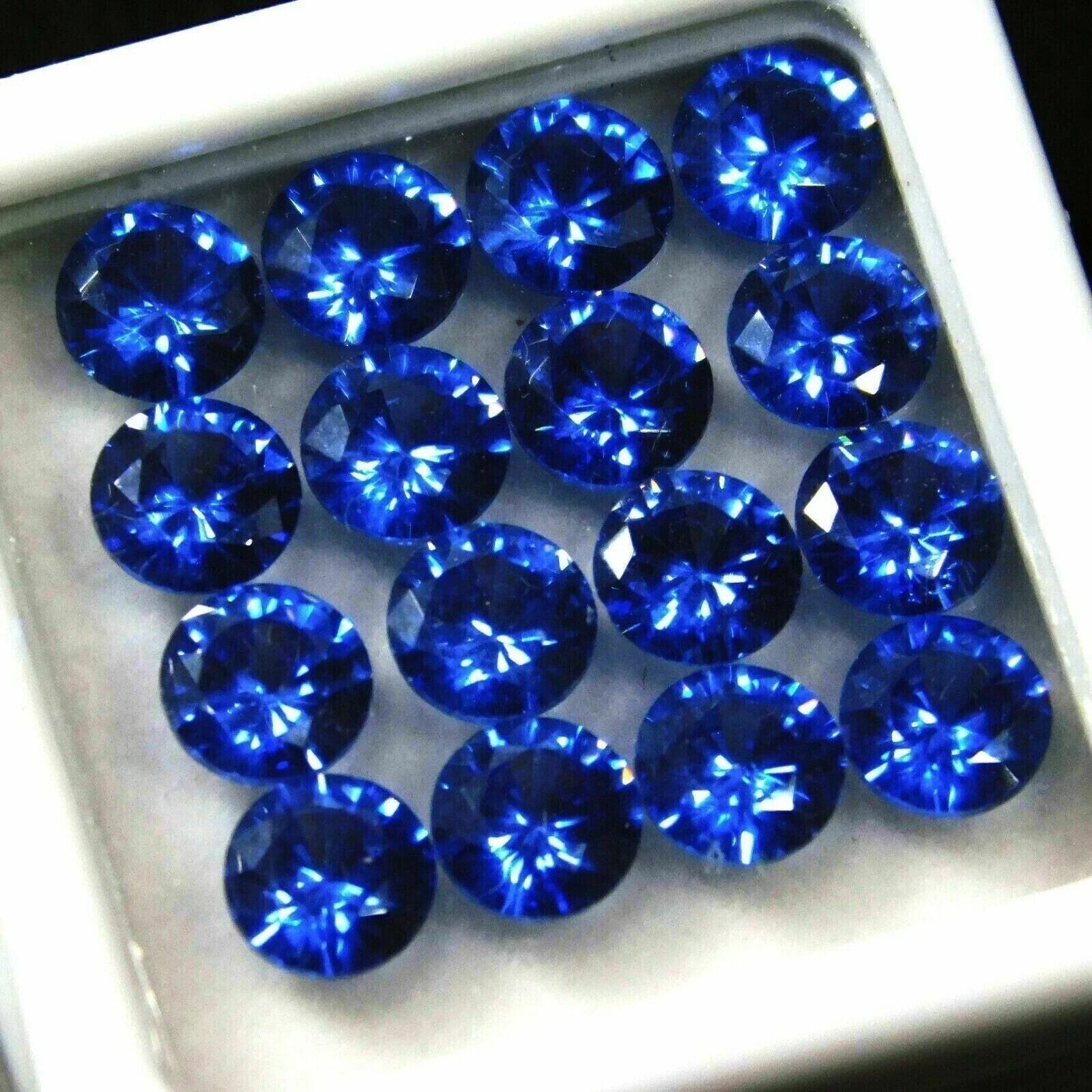 20 Pc 7 mm Natural Blue Santa Marine Sapphire Round Cut EGL Certified Gemstone