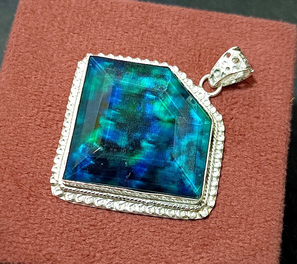 117.75 Ct Natural Ammolite 925 Solid Silver  PENDANT GIE Certified Gemstone