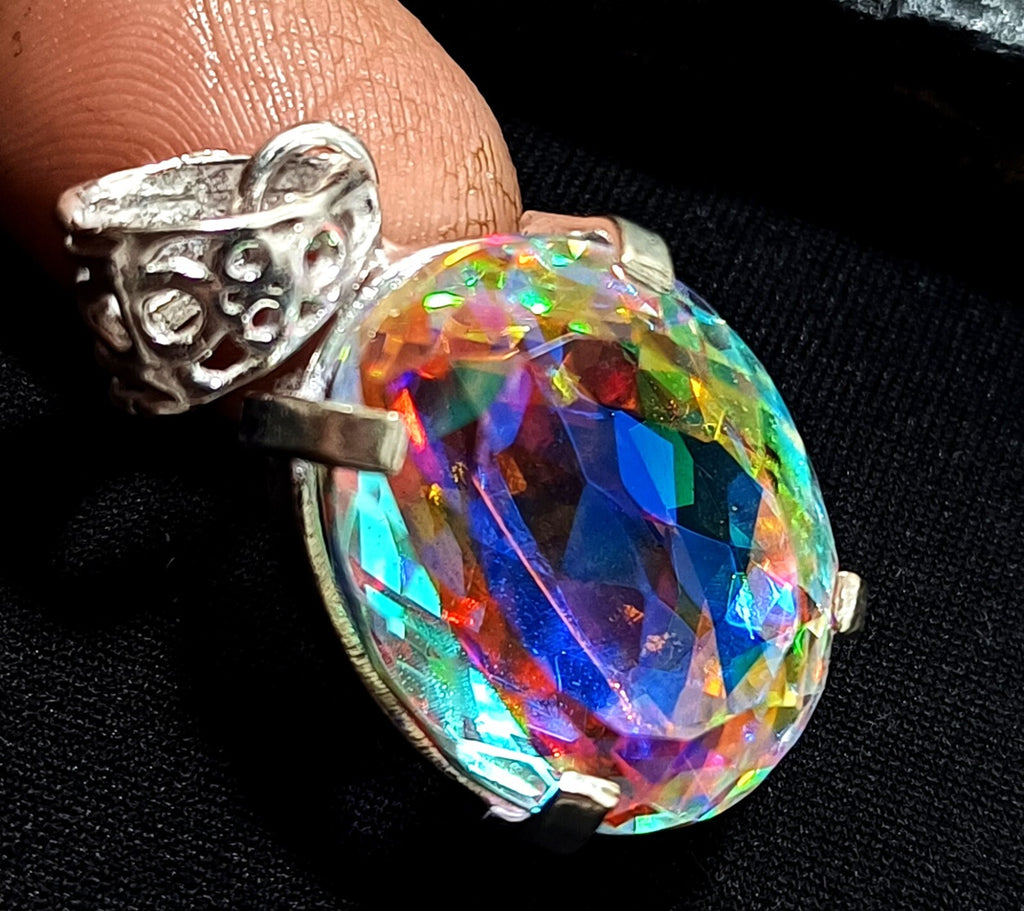 47.80 Ct EGL Certified Natural Mystic 925 Solid Silver Pendant Loose Gemstone