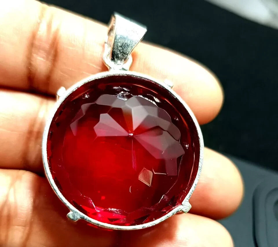 Certified Natural 100 Ct Brazilian Red Round Topaz Pendant Loose Gemstone