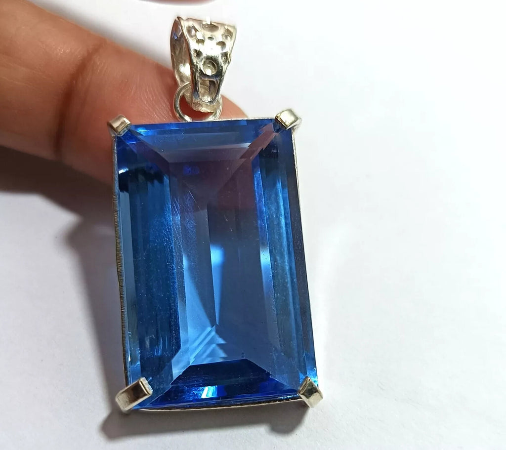 70.75 Ct Certified Lab-Created Topaz 925 Solid Silver Pendant Loose Gemstone