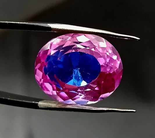 17.5 Ct A++ NATURAL Ceylon PITAMBARI Sapphire Bi-Color Certified Oval GEMSTONE