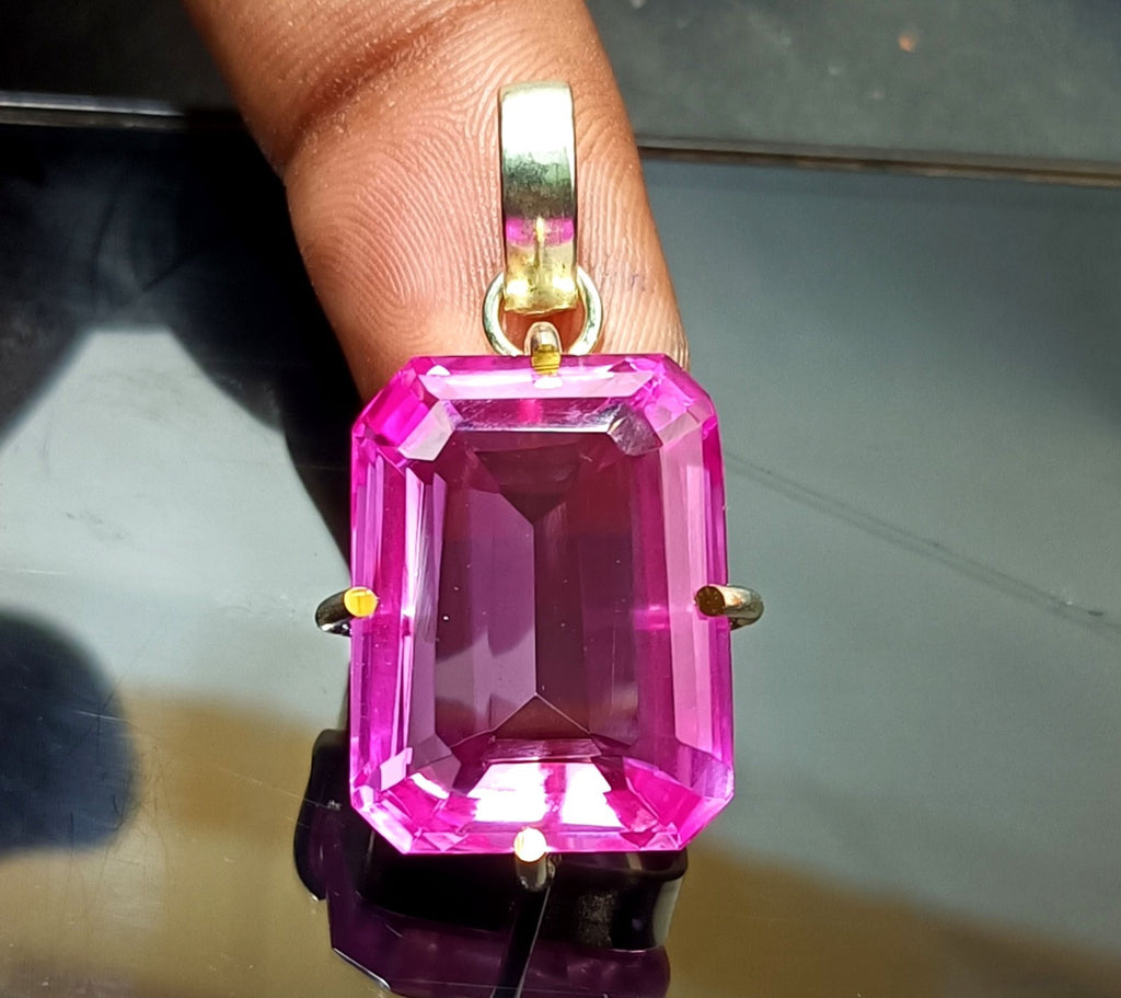 Certified 61.15 CT Natural Padparadscha Sapphire Gems 925 Solid Silver Pendant