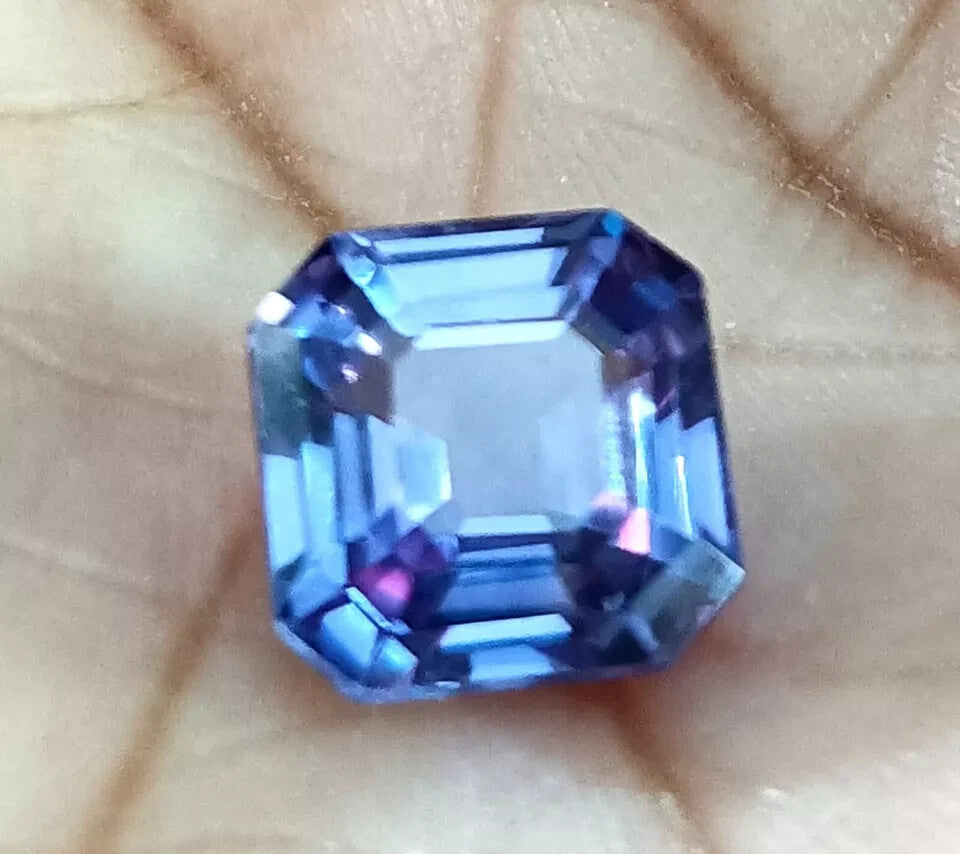 A+ Asscher Cut NATURAL Ceylon Bi-Color Change Sapphire Loose GEMSTONE 7.5 Ct