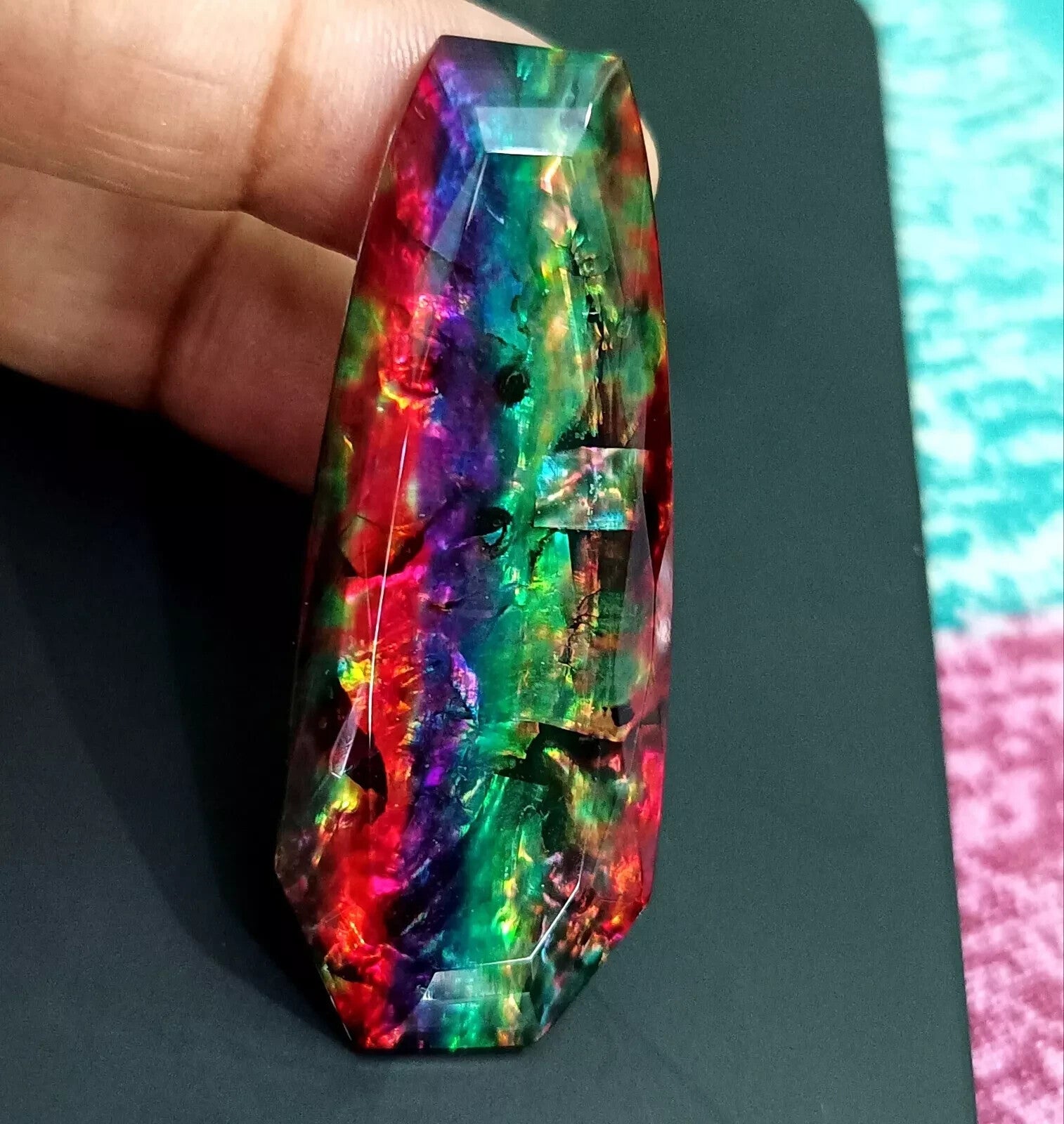 59.49 Ct Natural Ammolite Opal-Like Organic Fancy Doublet Loose Rare GEMSTONE