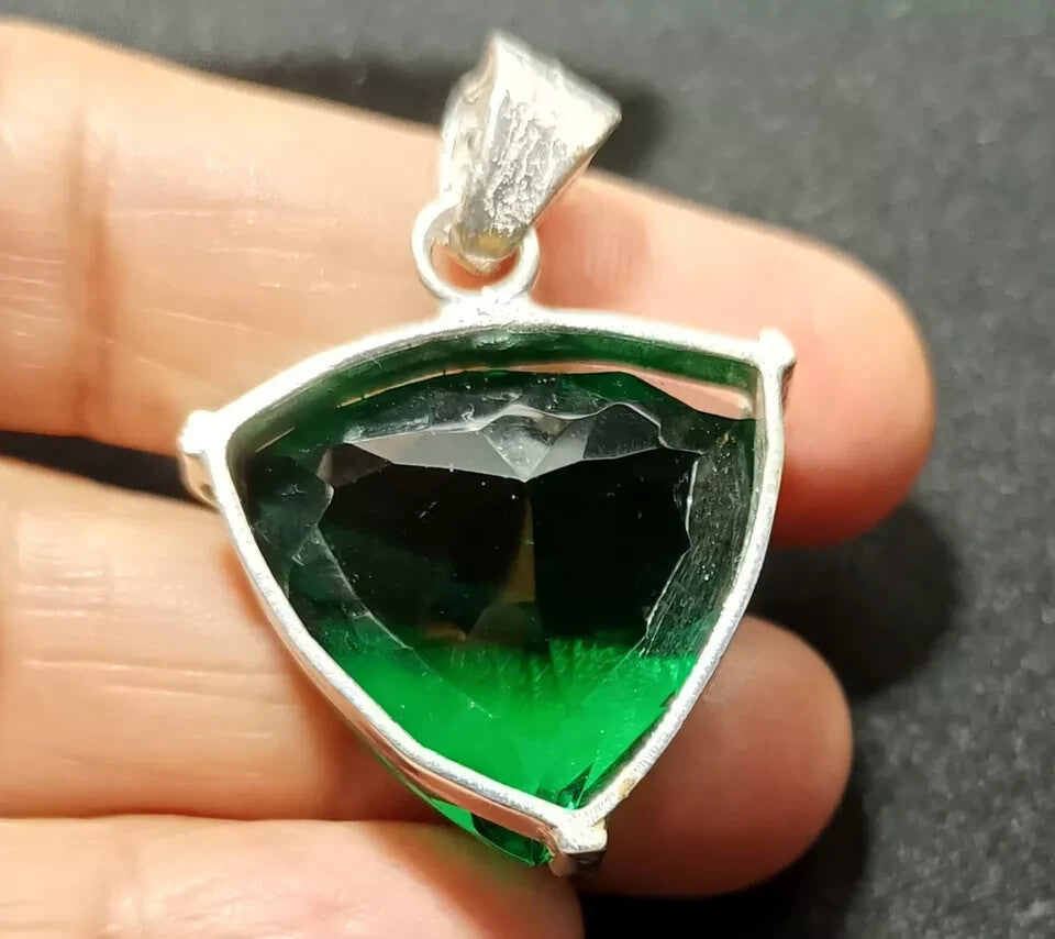 Green Trillion Topaz Pendant EGL Certified Natural 62.85 Ct Gift For Loved Ones.