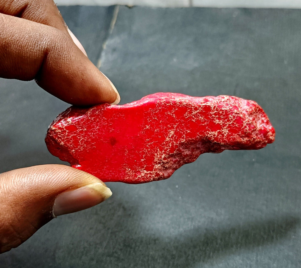 91.95 Ct Natural Arizona Superior Red Turquoise Slab Rough Certified Gemstone