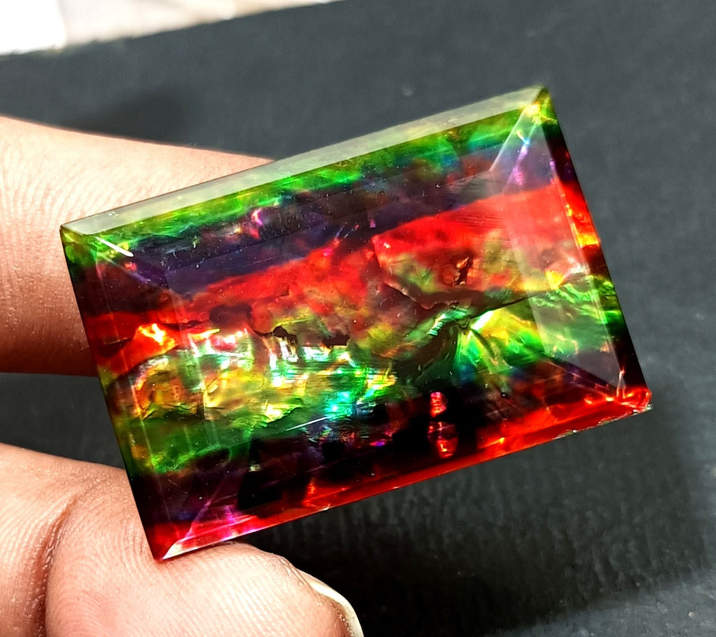 56.00 Ct Natural Ammolite Opal-Like Organic Doublet CERTIFIED Loose GEMSTONE