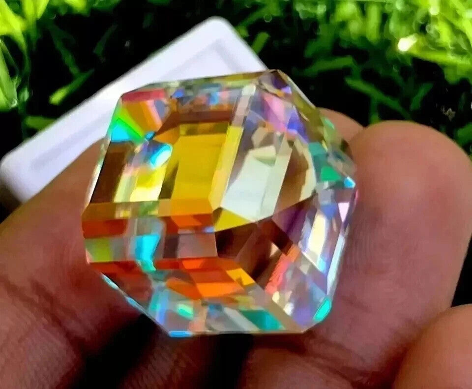Certified 50.05 Ct Natural Rainbow Color Cube Cut Mystic Topaz Loose Gemstone