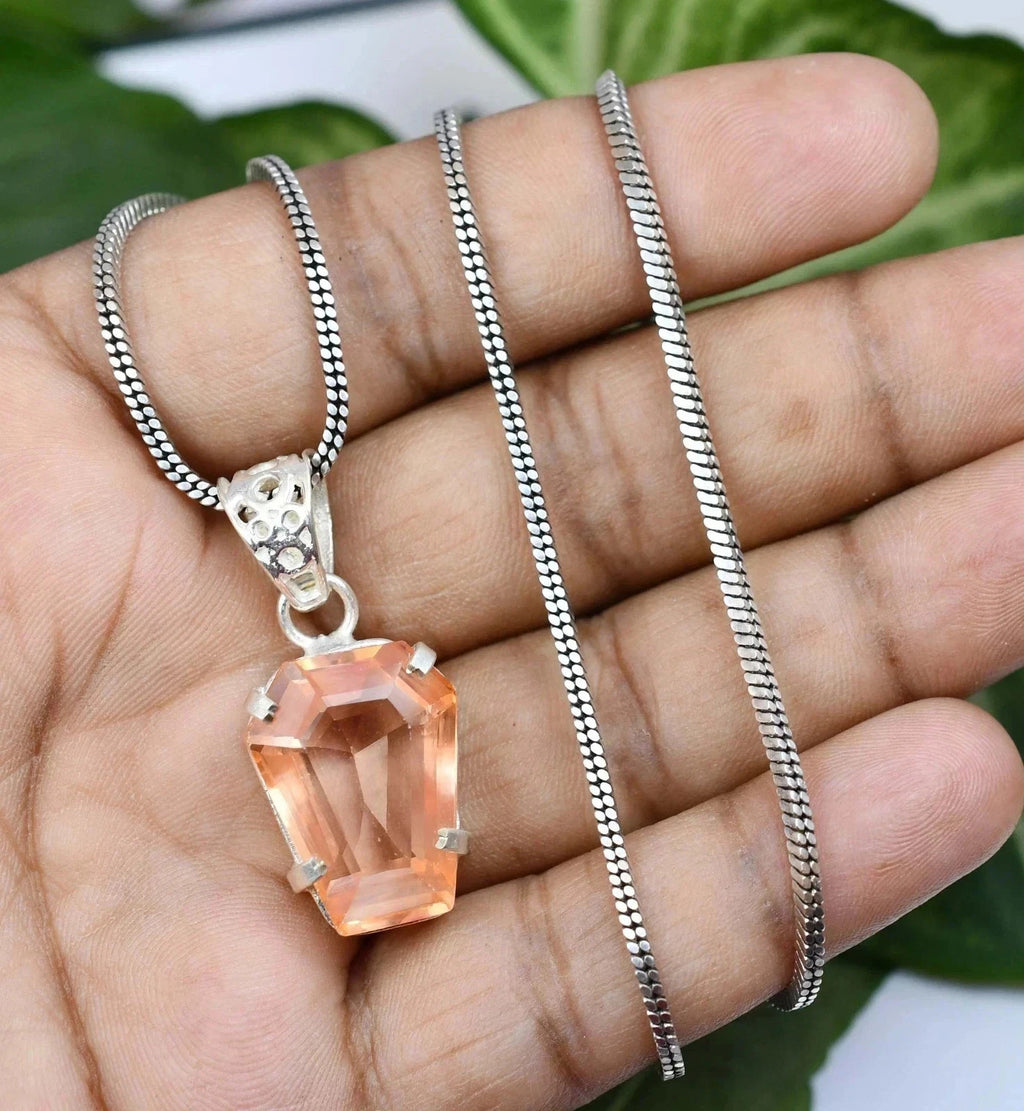 Fancy 20.60 Ct Natural Padparadscha Sapphire 925 Silver Pendant GIE Certified