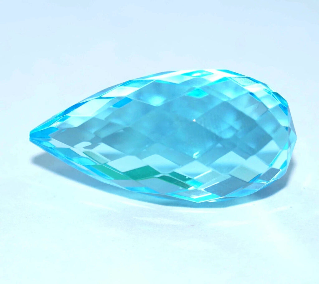 49.35 Ct Drop Cut Natural EGL Certified Brazilian Sky Blue Topaz Loose Gemstone