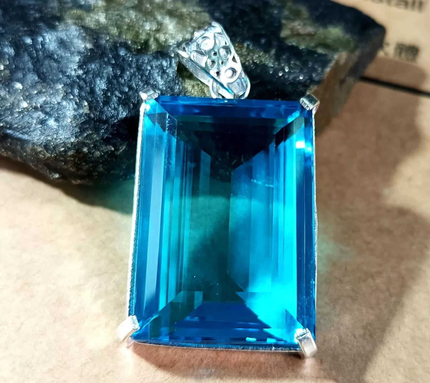 108.50 Ct EGL Certified Natural Topaz 925 Solid Silver Pendant Loose Gemstone