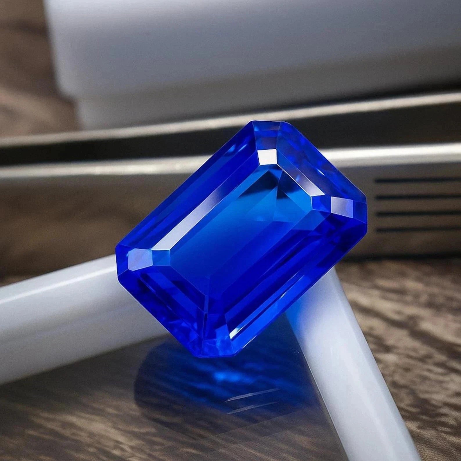 Natural 10 Ct+Ceylon Blue Sapphire Unheated Emerald Cut Certified Loose Gemstone